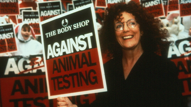 Anita Roddick, the body shop, rúzs és más, állatkísérletek, tiltakozás, aktivista