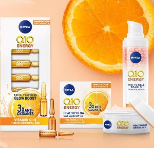 nivea energy, q10, antixidáns, c-vitamin, rúzs és más, arcápolás, anti-aging, kúra, ráncsimító, bőrfiatalító