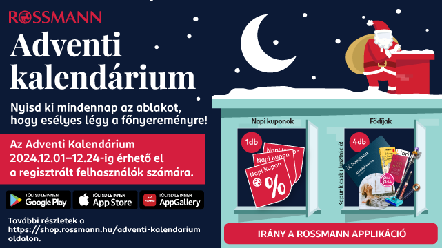 rossmann, mobilapp, adventi , kalendarium, adventi kalendarium, kupon, kedvezmeny, nyeremeny, ruzs es mas